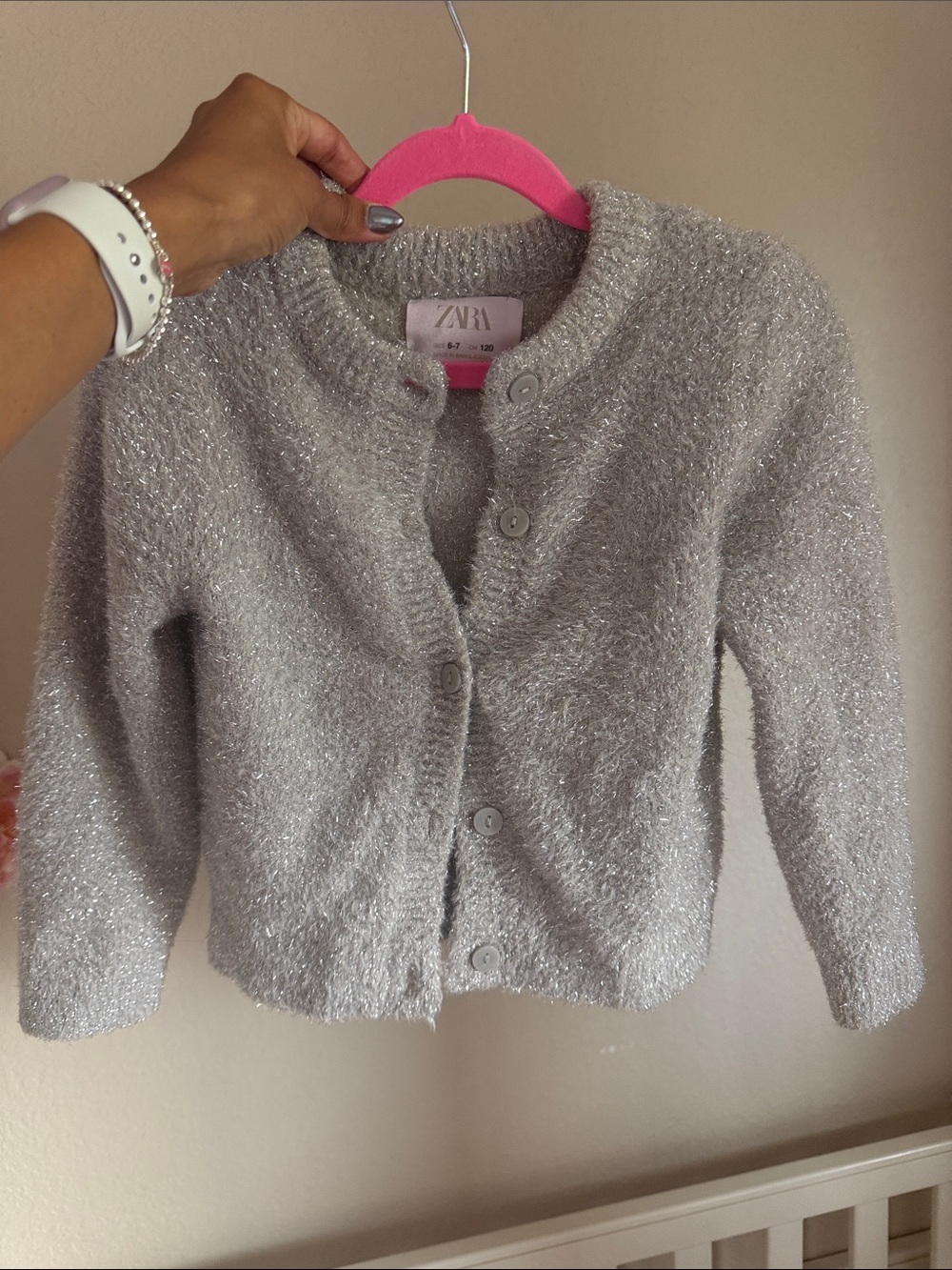 ZARA Silver Sparkle Girls' Button-Up Cardigan